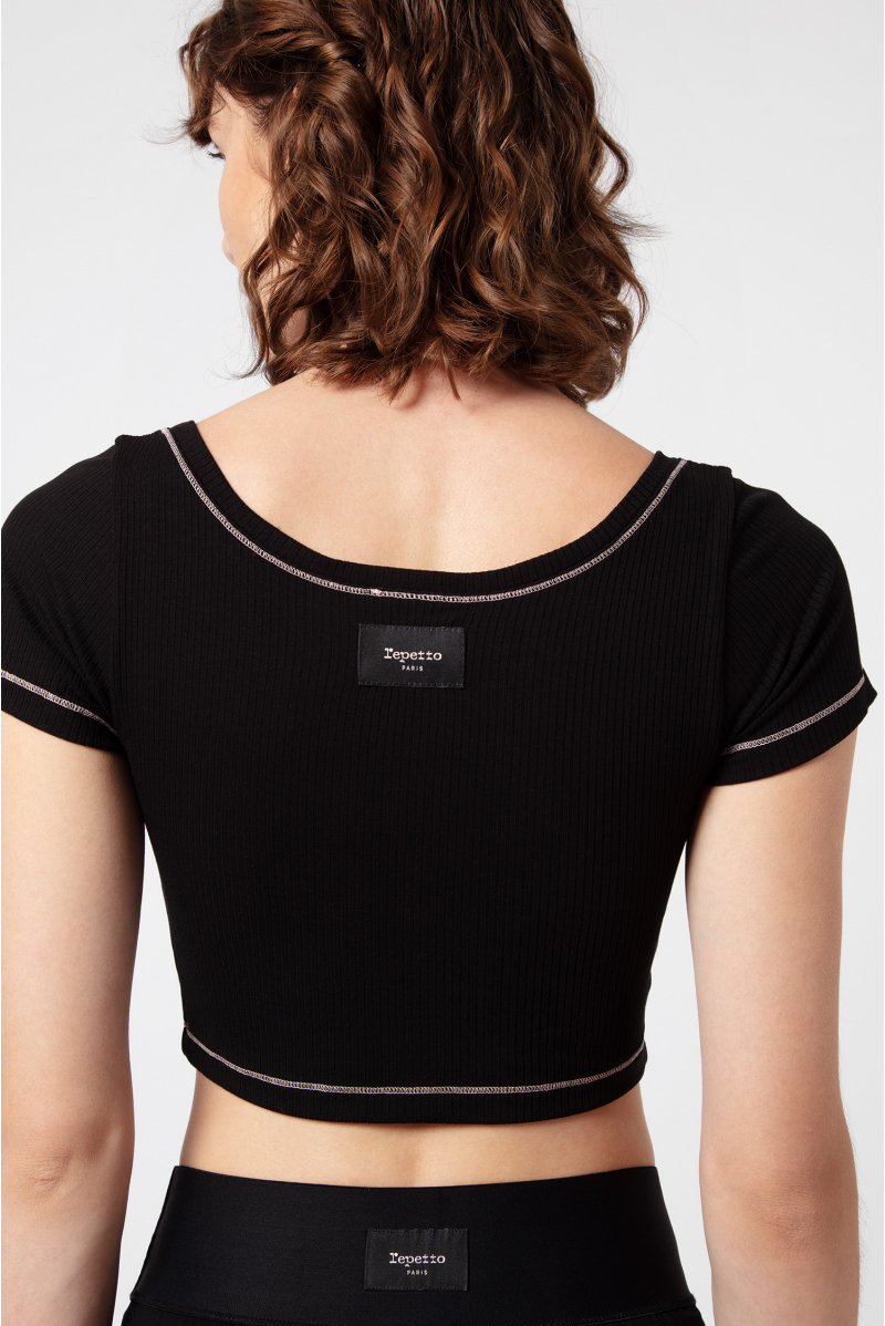 Crop top Repetto côtelé S0552 noir