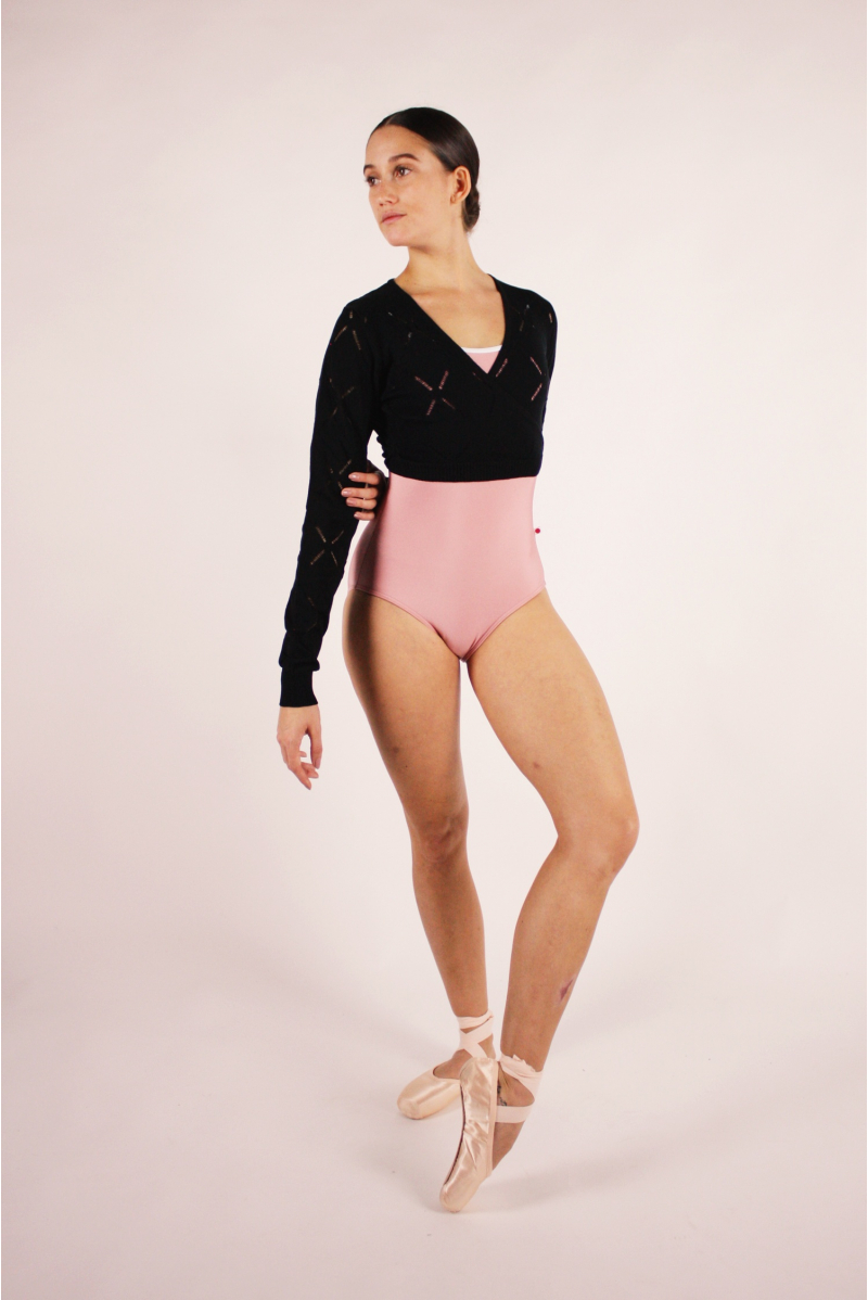 Cache-cœur court Bloch en tricot Amara black femme