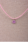 Collier cordon pendentif rond rose danseuse