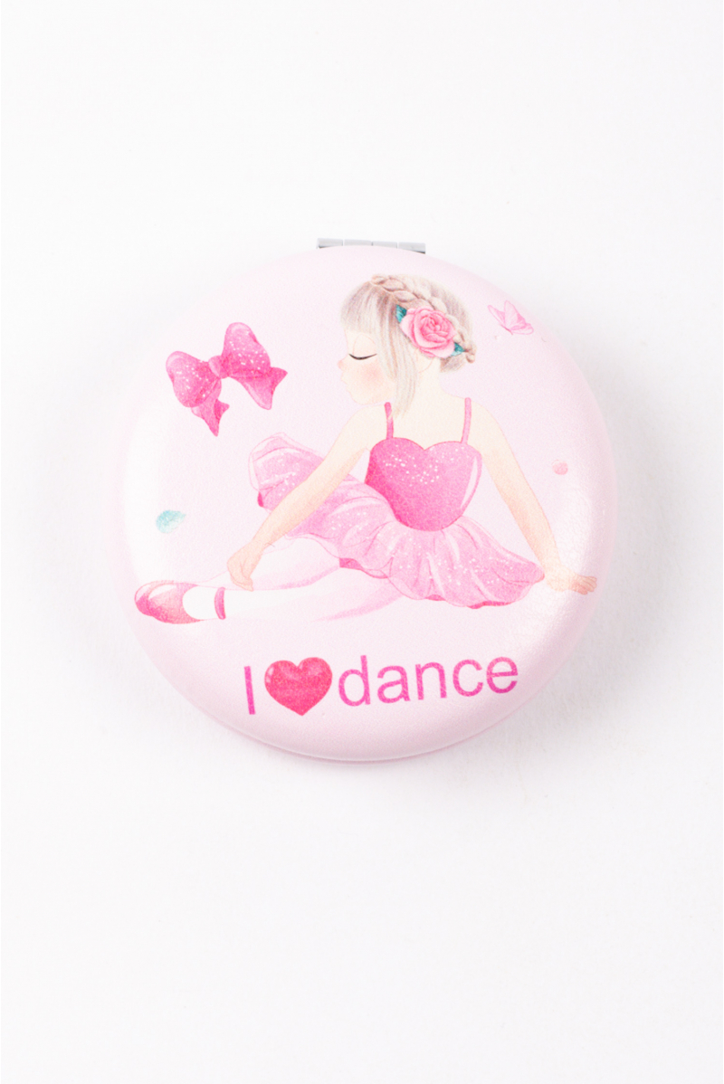 Miroir de poche rose « I love dance »
