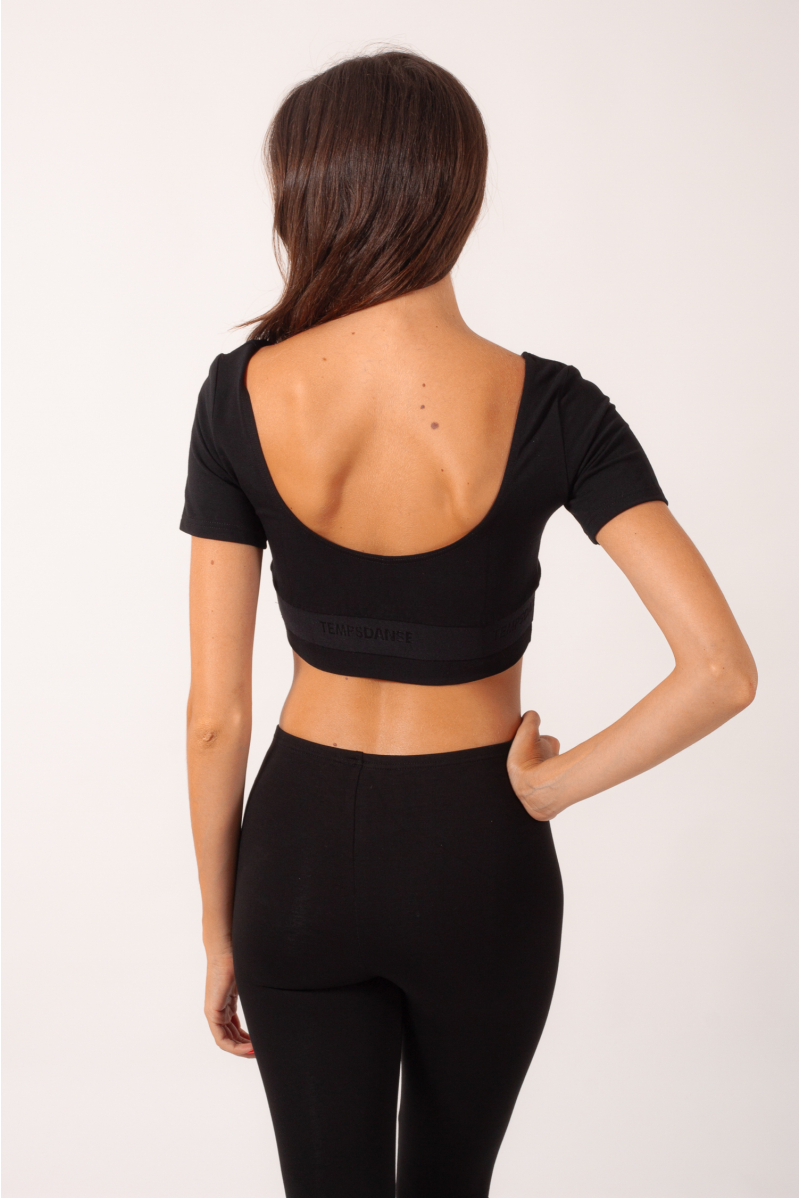 Temps Danse Goyave black short-sleeved crop top