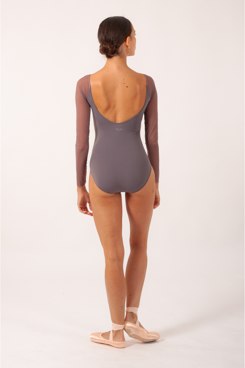 Carlotta Grishko taupe long-sleeved leotard