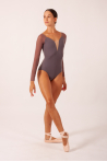 Carlotta Grishko taupe long-sleeved leotard