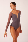 Carlotta Grishko taupe long-sleeved leotard