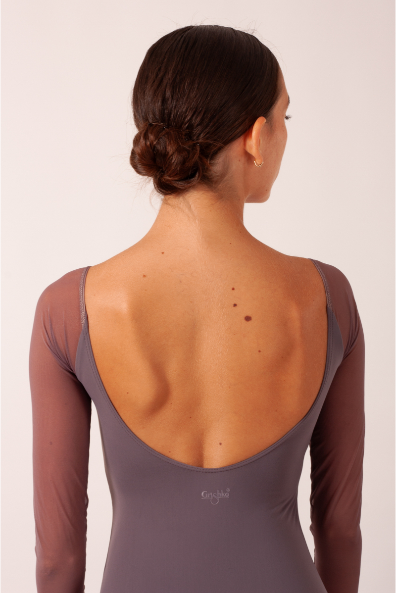 Carlotta Grishko taupe long-sleeved leotard