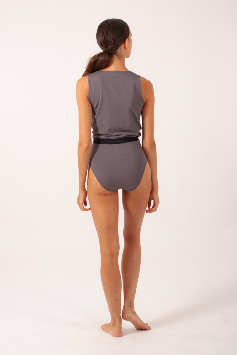 Temps Danse Giselle wrap leotard taupe