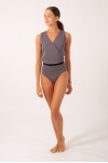 Temps Danse Giselle wrap leotard taupe