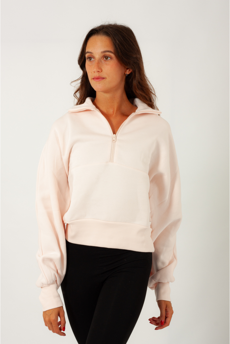 Sweat col montant zippé Repetto S0620 rose craie