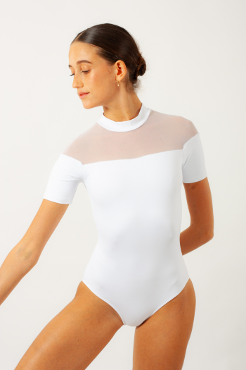 Intermezzo Cassandra White Short-Sleeved Leotard