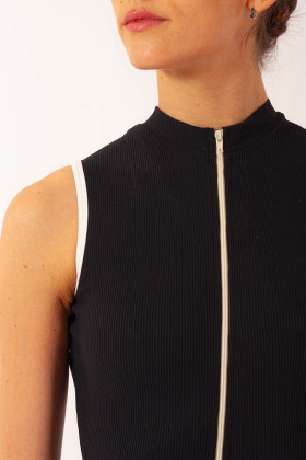 Justaucorps côtelé col montant Aura Mara Dancewear noir