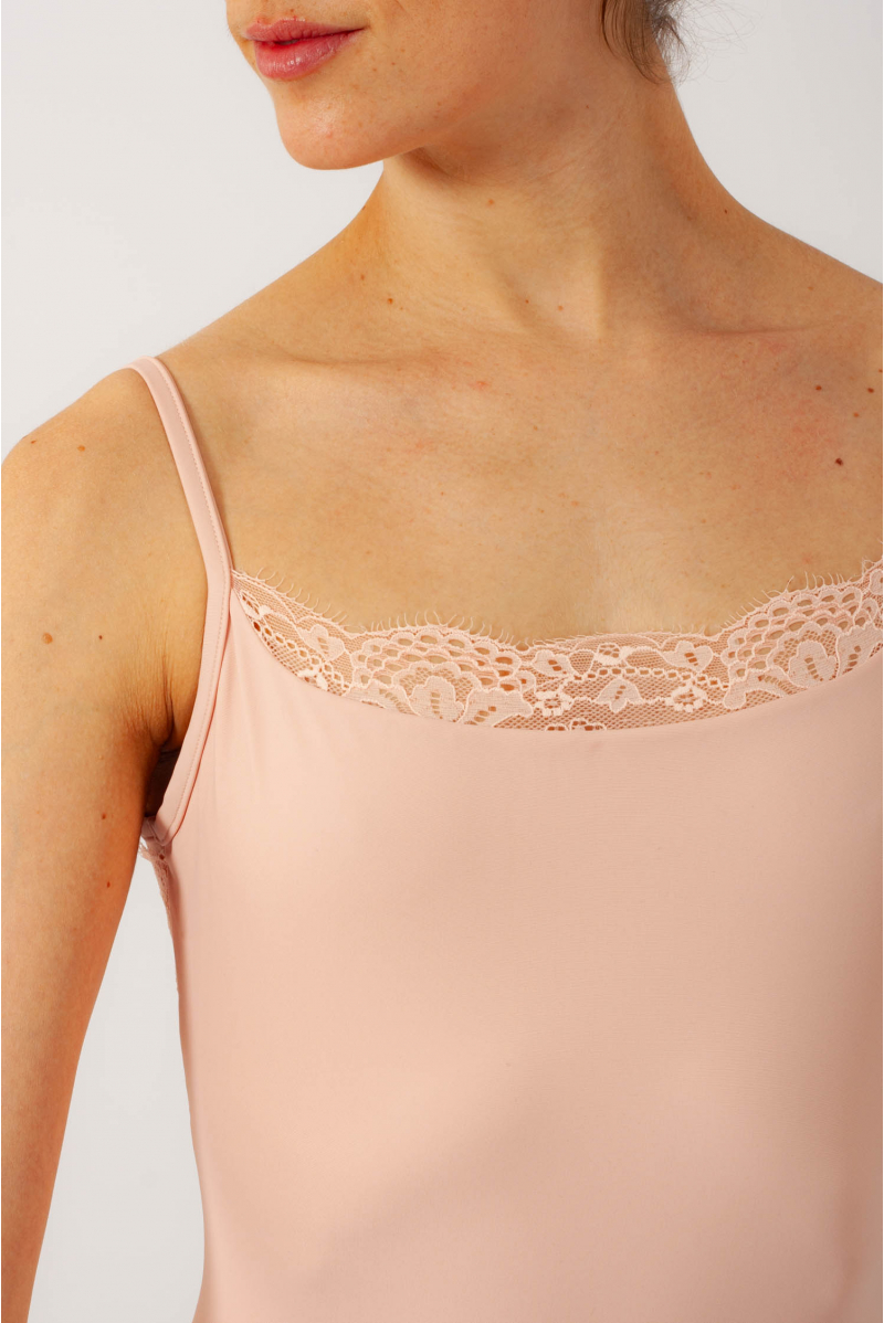 Pink lace leotard with thin straps Intermezzo