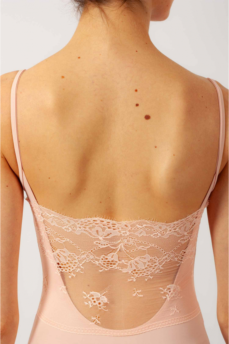Pink lace leotard with thin straps Intermezzo