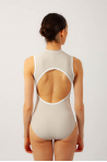 Justaucorps côtelé col montant Aura Mara Dancewear beige