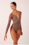 Carlotta coffee Grishko taupe long-sleeved leotard