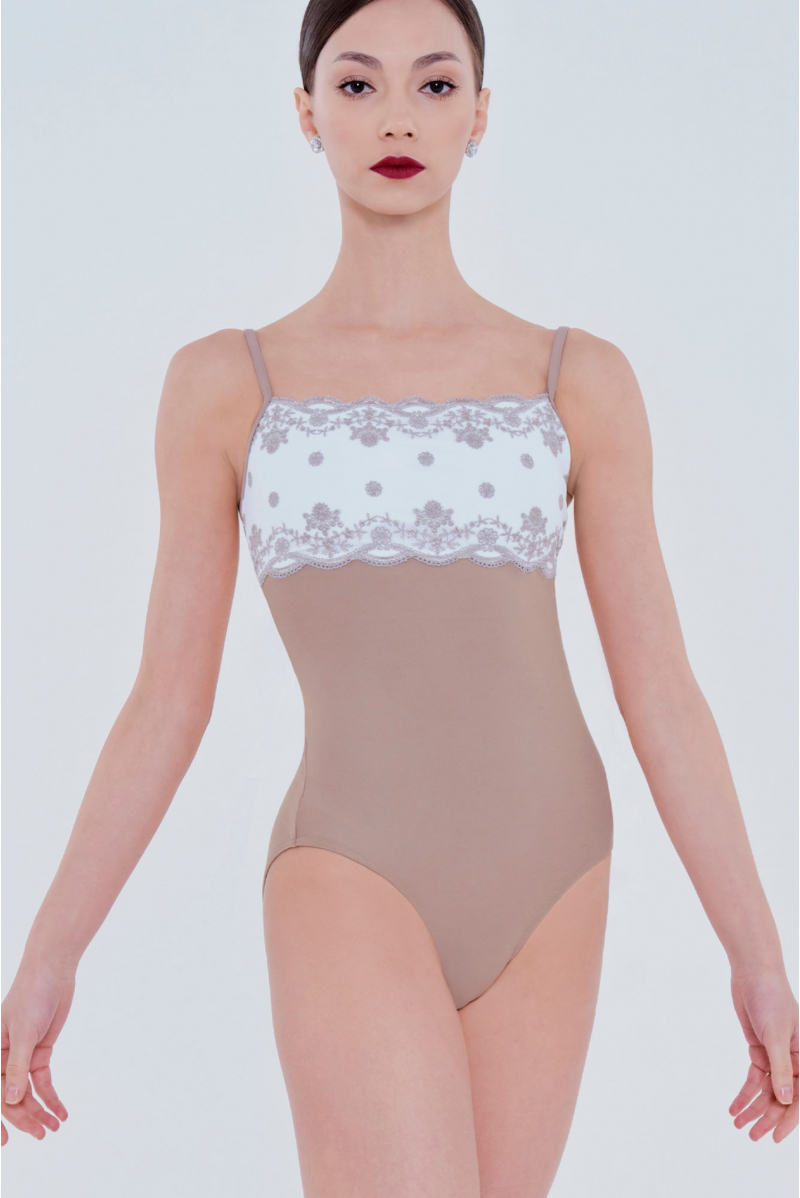 Eterna Wear Moi moka and white leotard