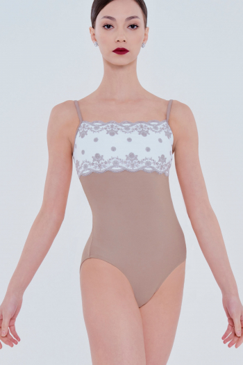 Eterna Wear Moi moka and white leotard
