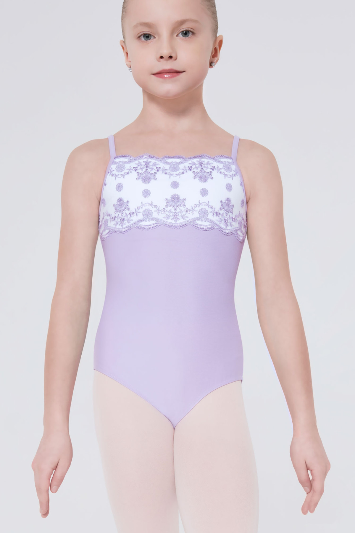 Justaucorps fille Eterna Wear Moi lilac et blanc