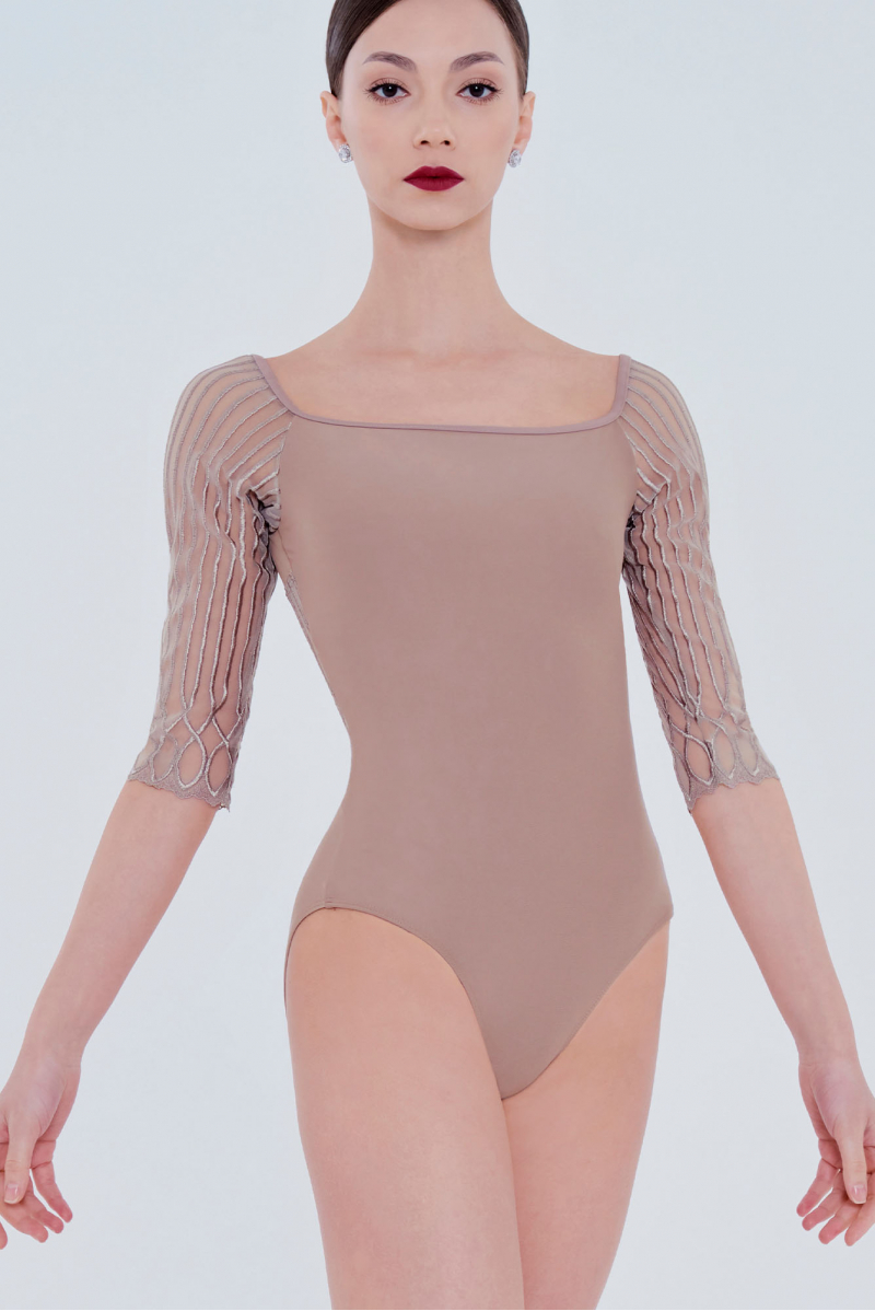 Nerea Wear Moi mocha long-sleeved leotard
