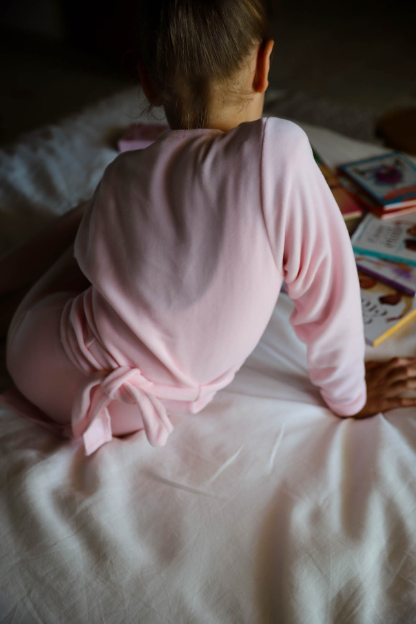 Repetto pale pink fleece wrap-over top D105