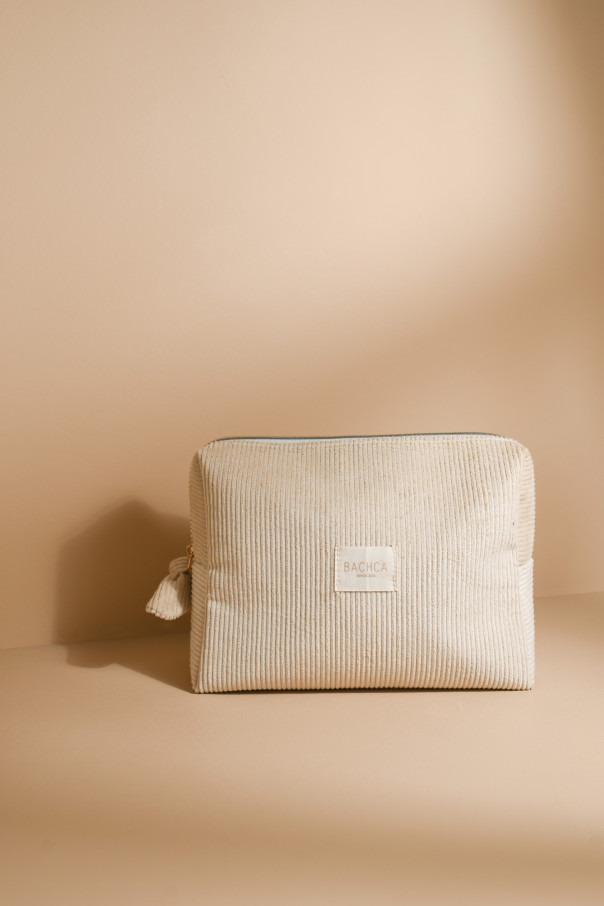 Trousse de toilette en velours côtelé Bachca sable