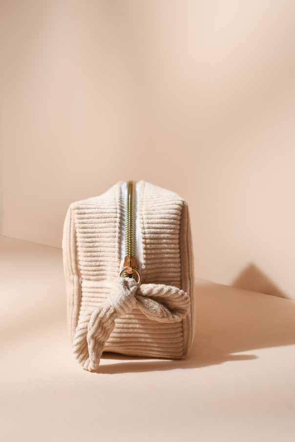 Bachca sand corduroy make-up bag