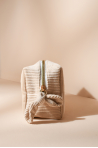 Trousse à maquillage en velours côtelé Bachca sable