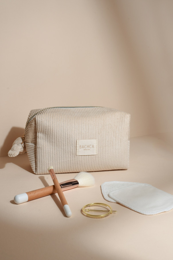 Coffret trousse de maquillage velours côtelé Bachca sable