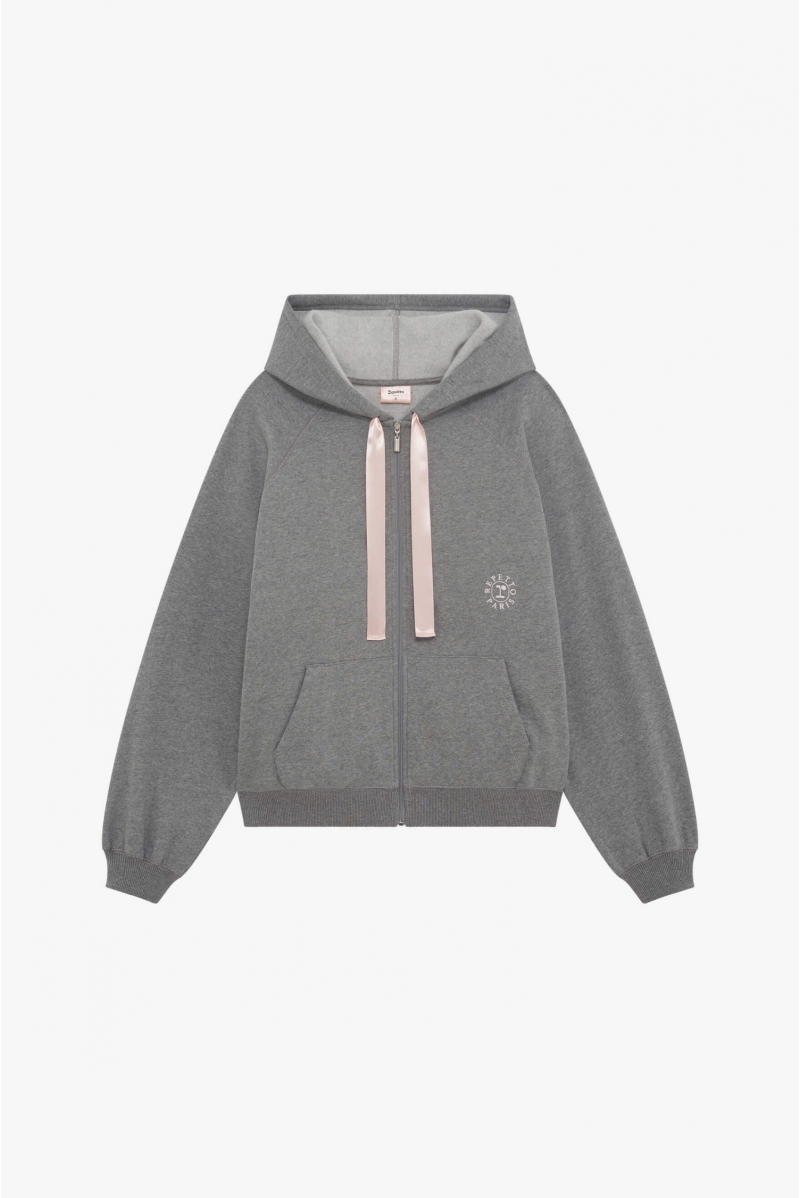 Sweat zippé à capuche Repetto gris chiné