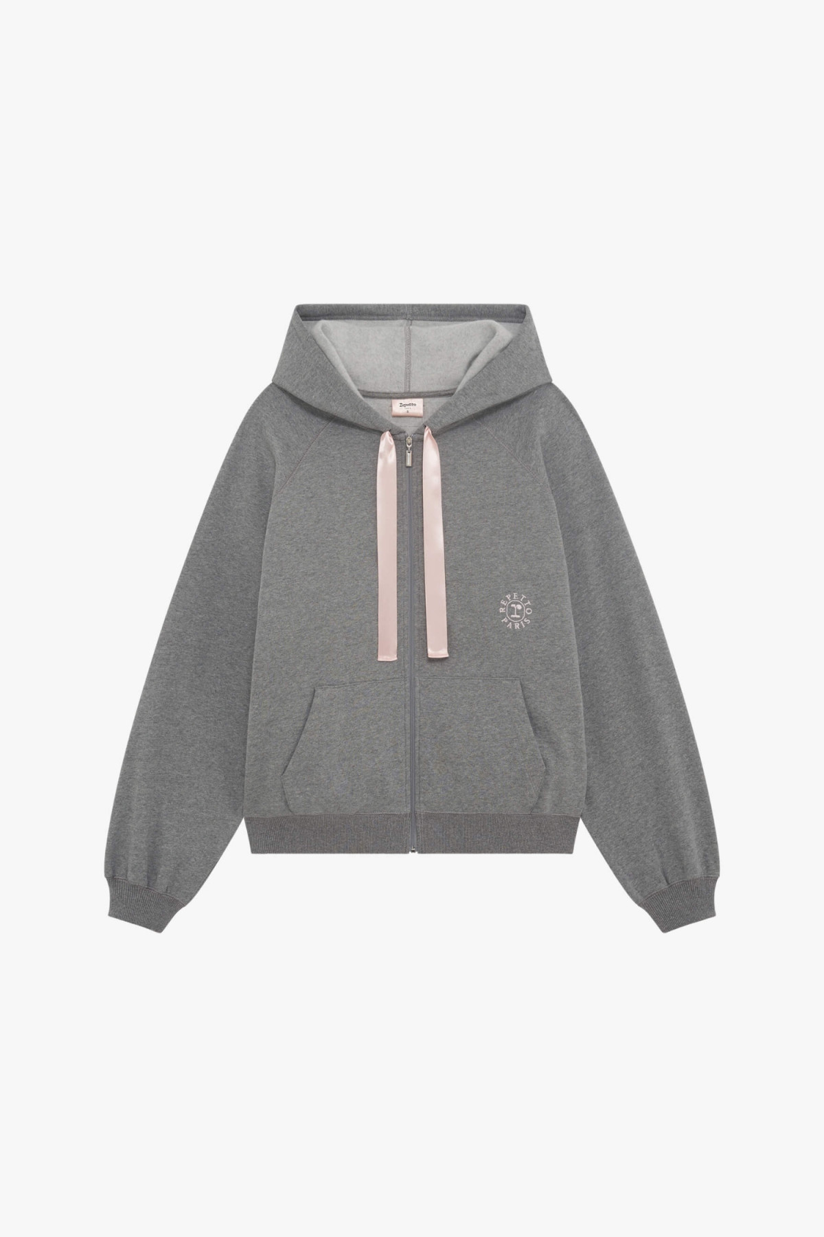 Sweat zippé à capuche Repetto gris chiné