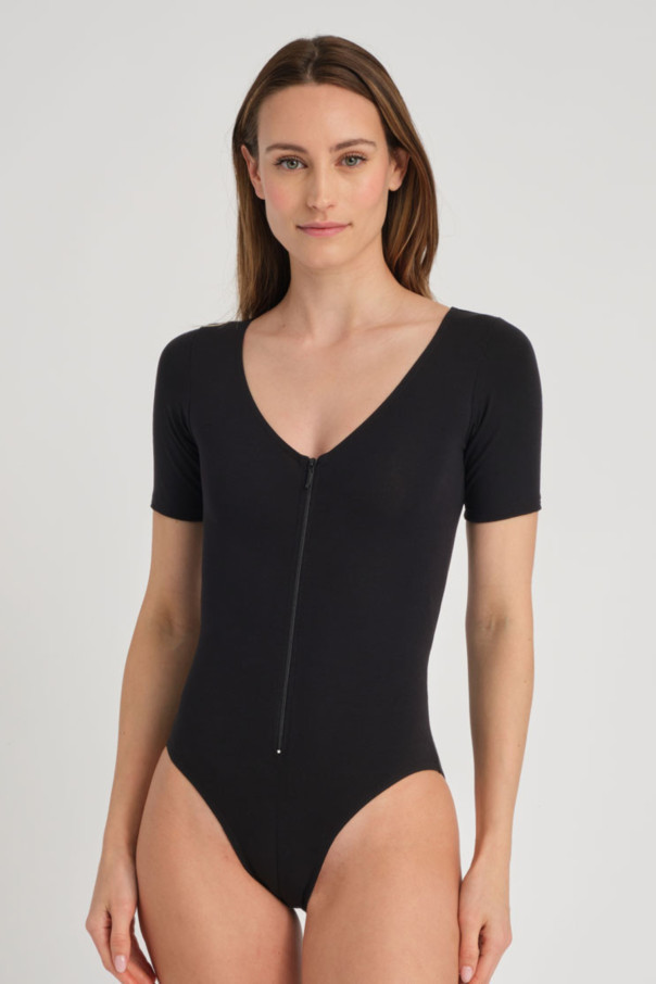 Justaucorps zippé col V Marilyn Temps Danse noir