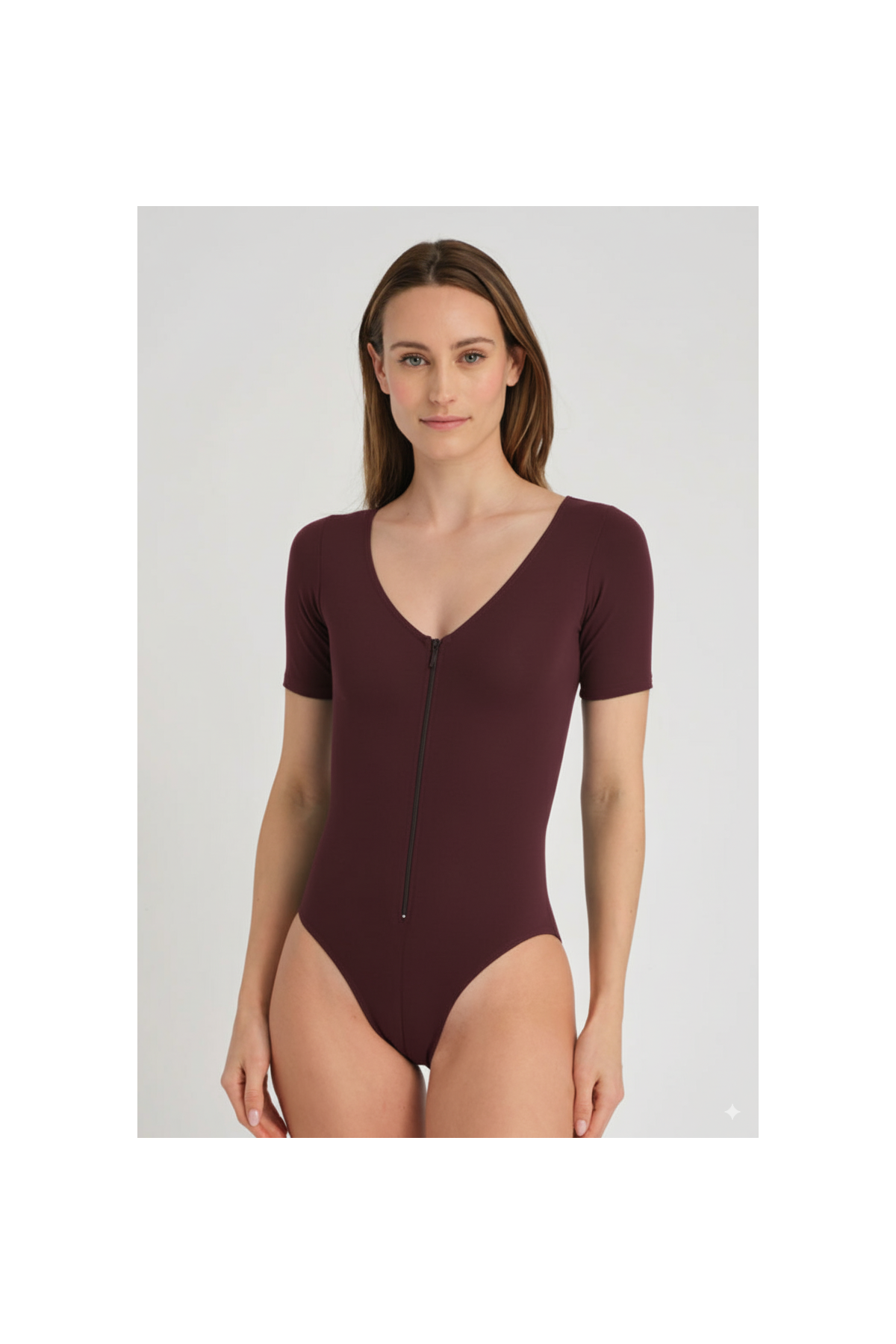 Justaucorps zippé col V Marilyn Temps Danse noir