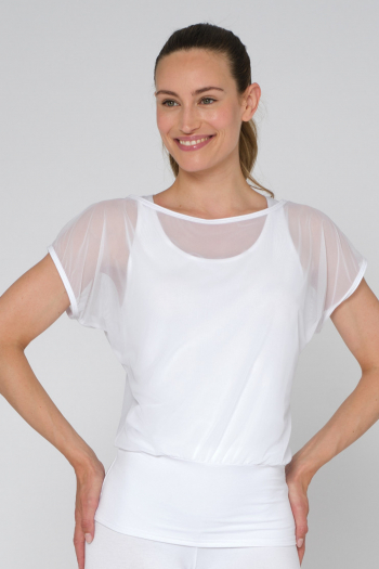 T-shirt tulle avec débardeur intégré Temps Danse Django blanc