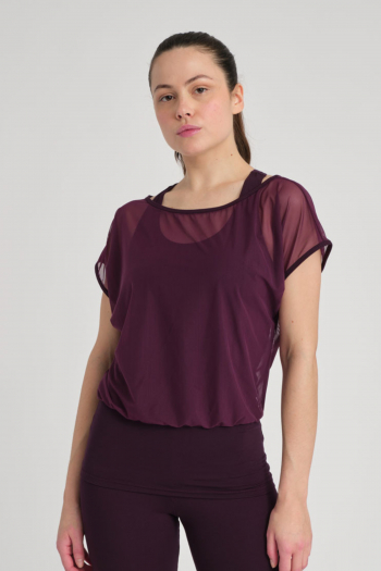 T-shirt tulle avec débardeur intégré Temps Danse Django figue