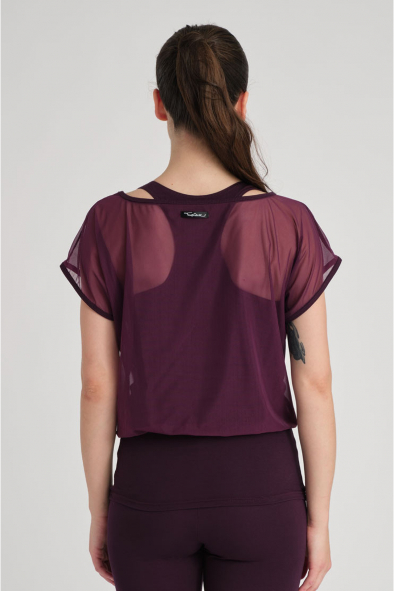 T-shirt tulle avec débardeur intégré Temps Danse Django figue