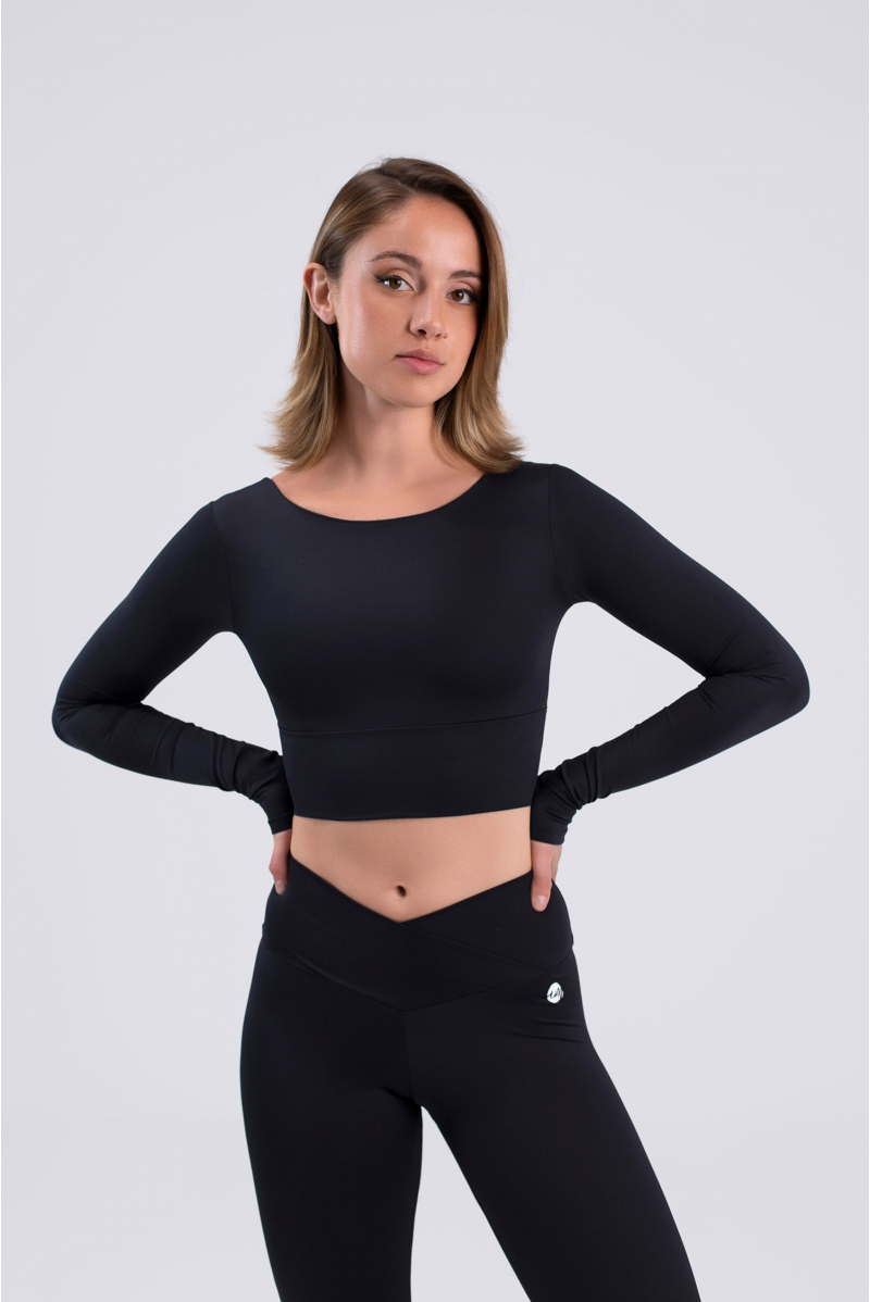 Crop top manches longues 6656 Intermezzo noir