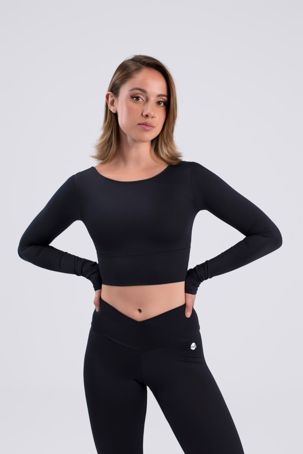 Crop top manches longues 6656 Intermezzo noir