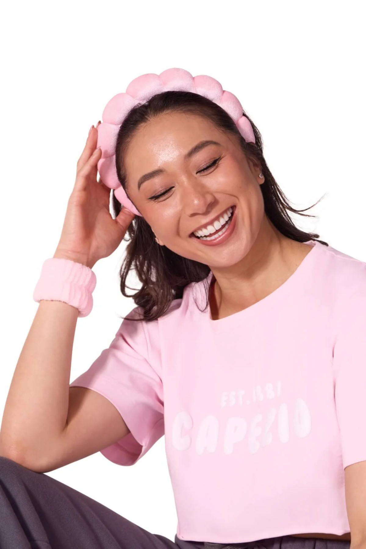 Kit serre-tête et manchons Capezio rose