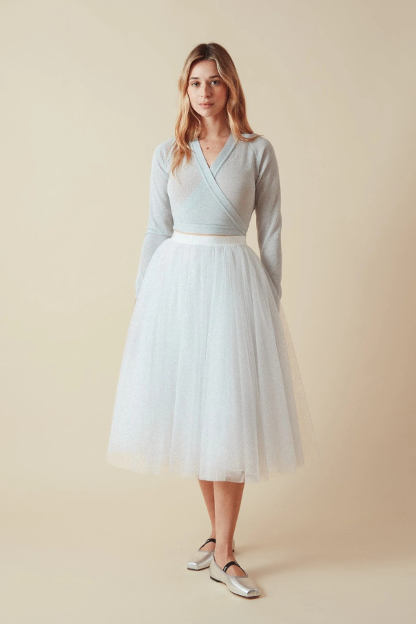 Cache-coeur pailleté Repetto S0729 blanc / argenté