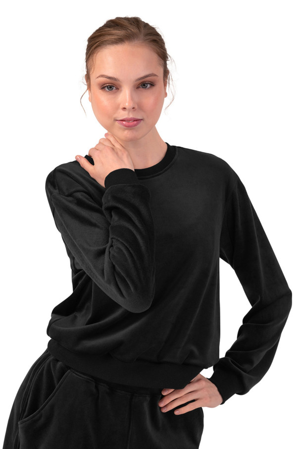 Sweat col rond en velours Z30015 Bloch noir