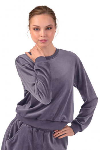 Sweat col rond en velours Z30015 Bloch lavande
