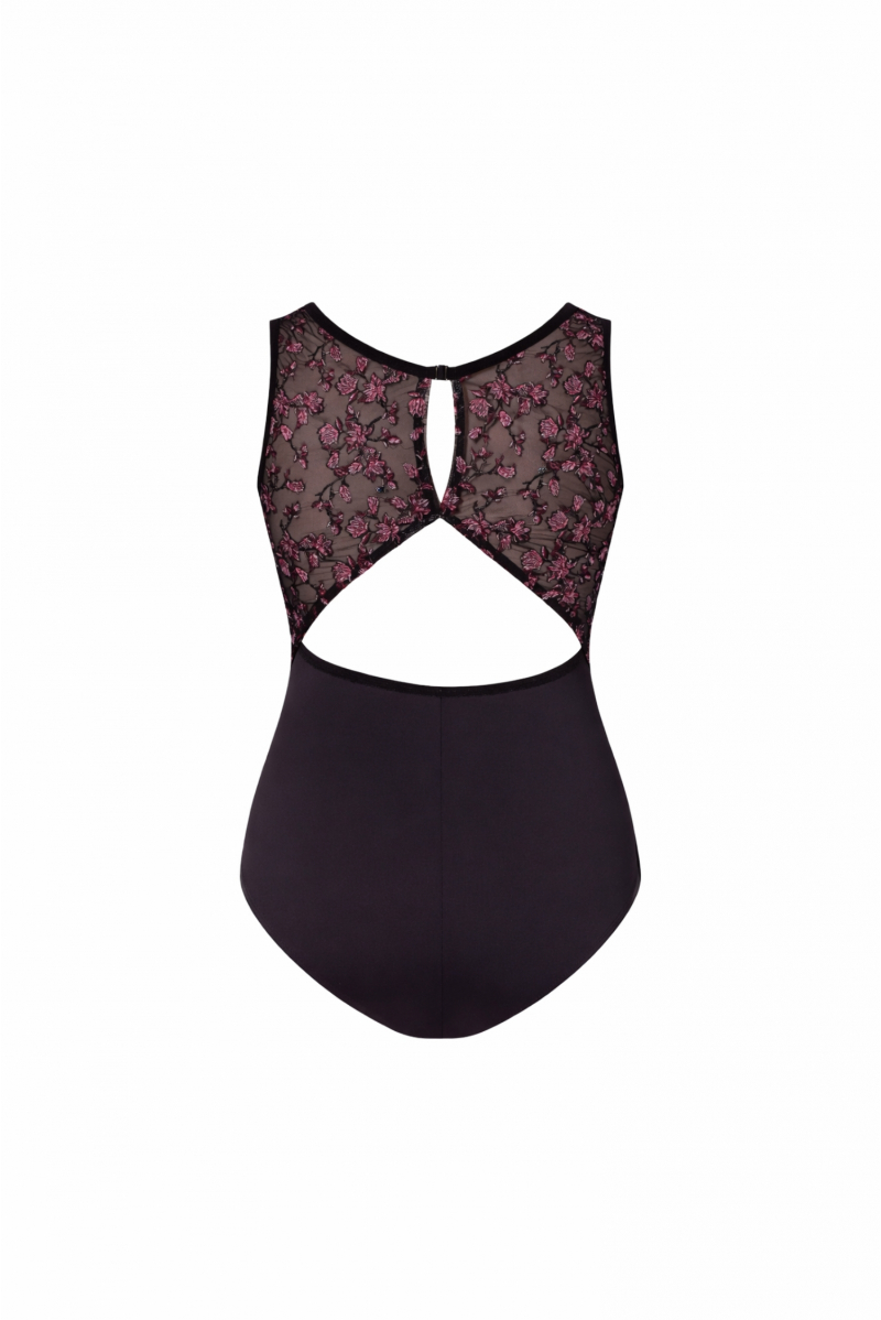 Capezio F12401W black floral leotard