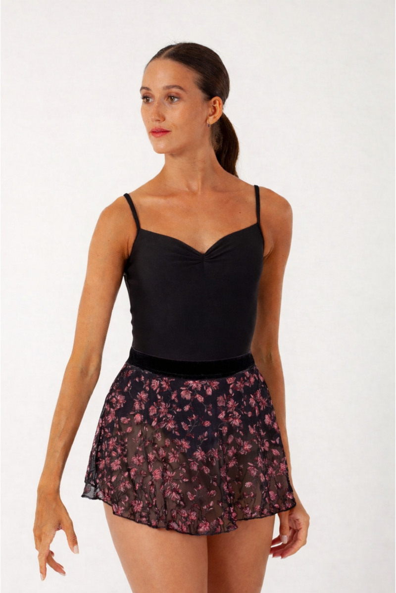 Jupette à fleurs brodées F12406W Capezio noir