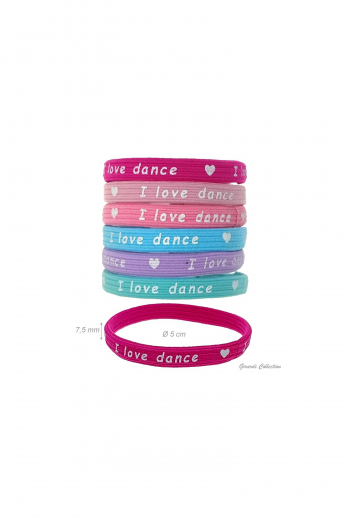 Pot d'élastiques à cheveux I love dance