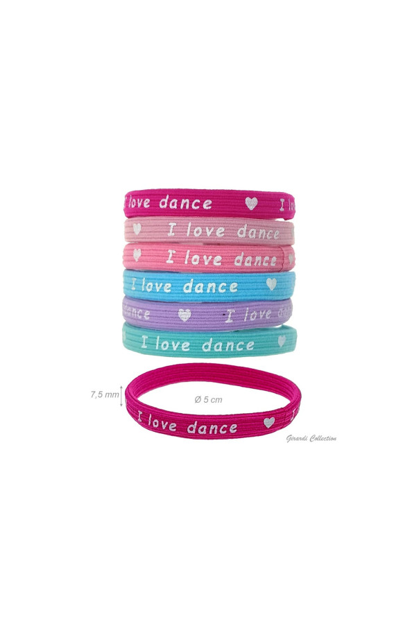 Pot d'élastiques à cheveux I love dance