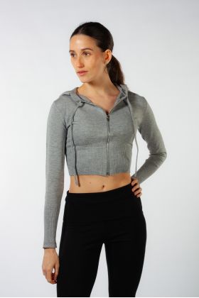 Short hooded jacket J13003 Bloch grey