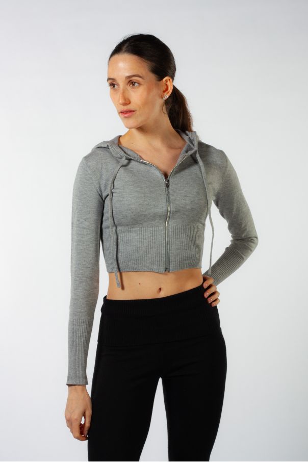 Short hooded jacket J13003 Bloch grey
