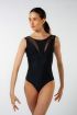 Anastasia Ballet Rosa black mesh V-back leotard