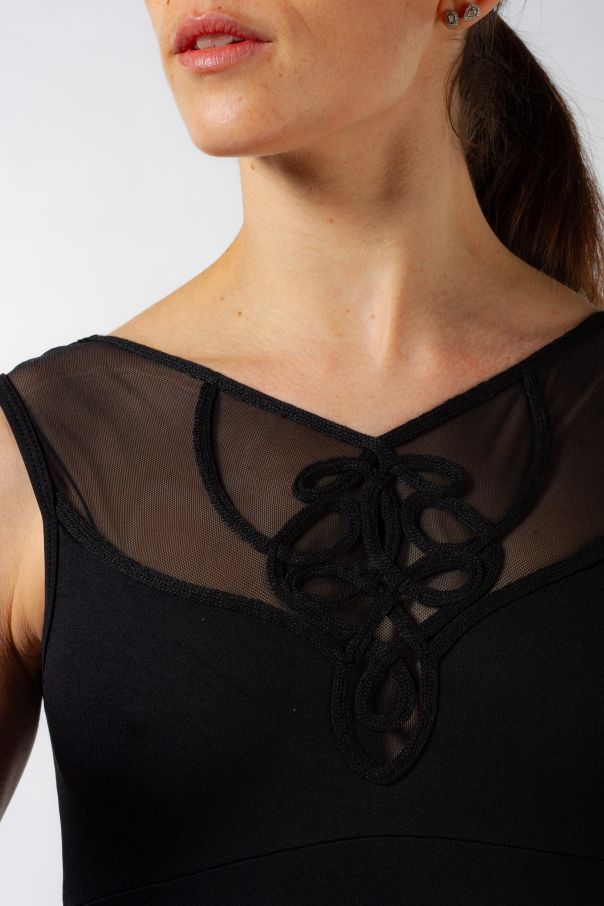 Larissa Ballet Rosa black embroidered backless leotard