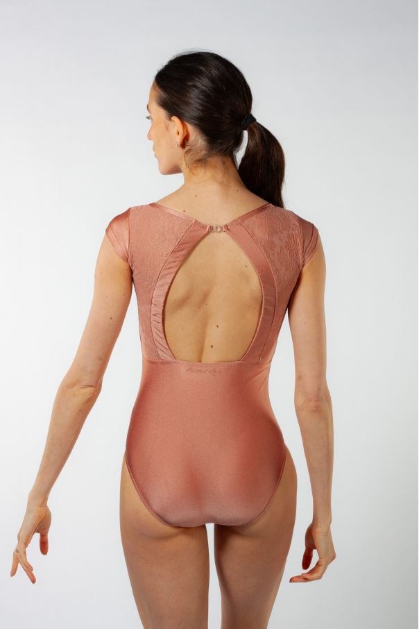 Justaucorps manches courtes dentelle Vérane Ballet Rosa pearl