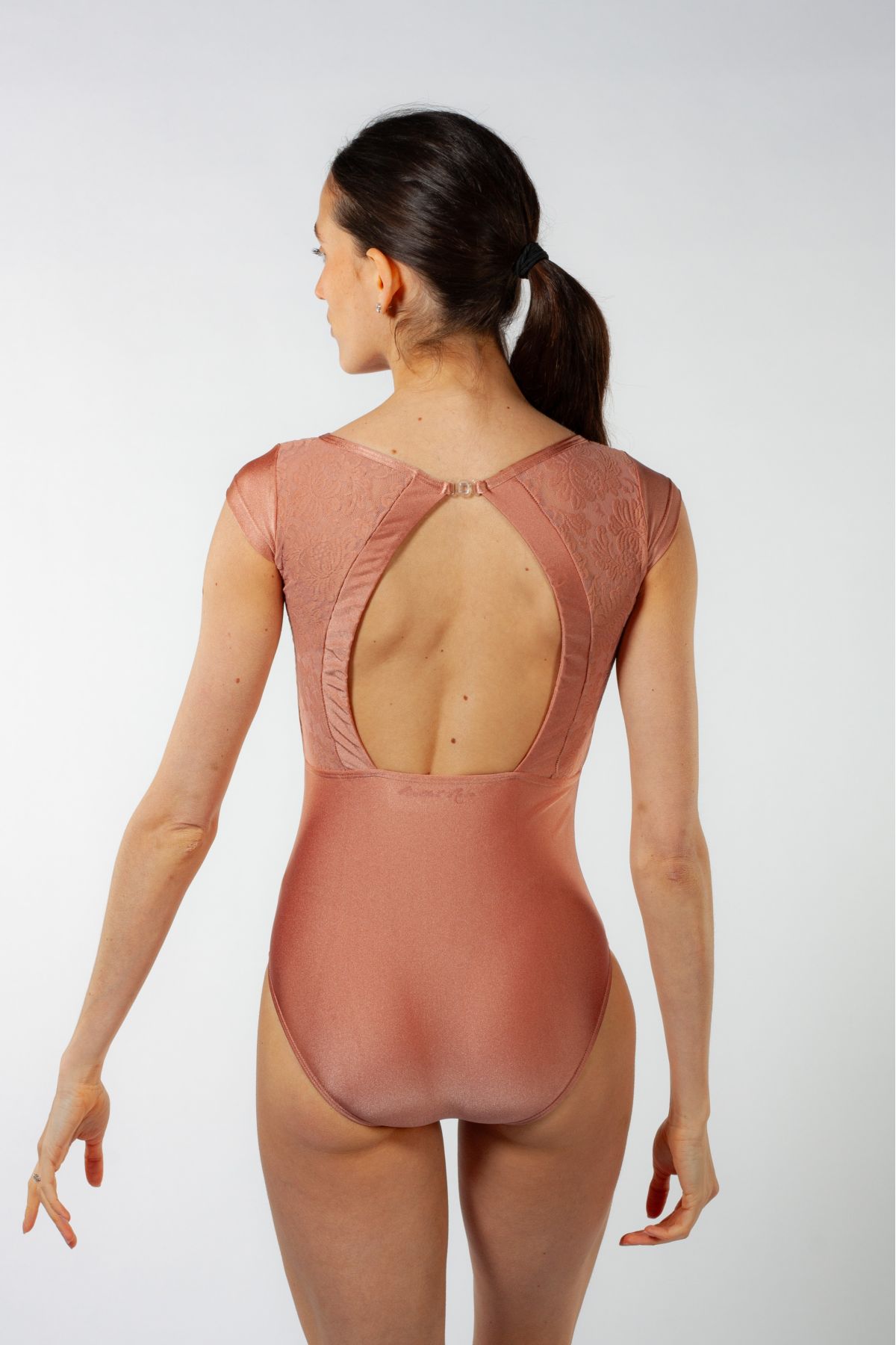 Justaucorps manches courtes dentelle Vérane Ballet Rosa pearl